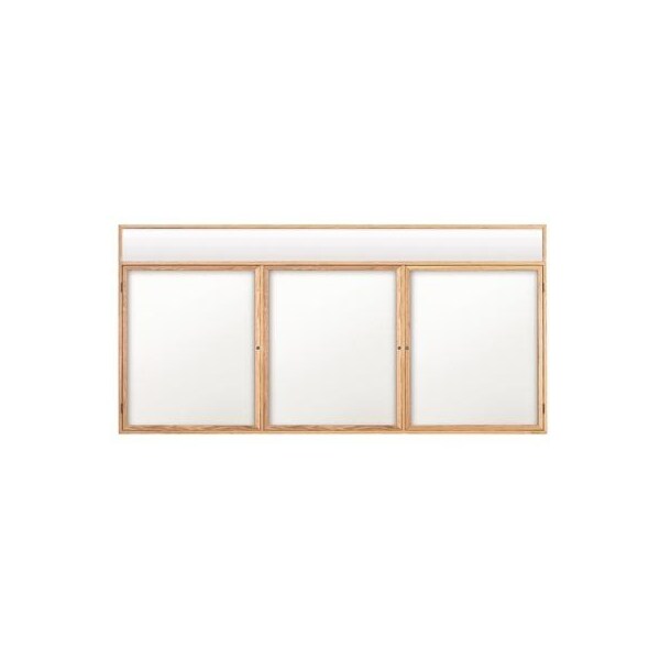 72"x36" 2-Door Enclosed Wet/Dry Erase, Header, White Board/Cherry